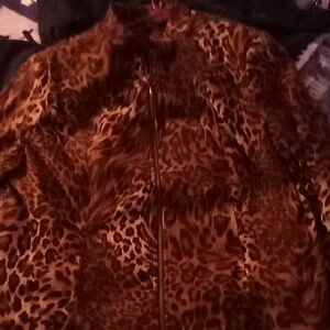 Harve Benard Leopard Print Faux Fur Jacket in Brown and Black